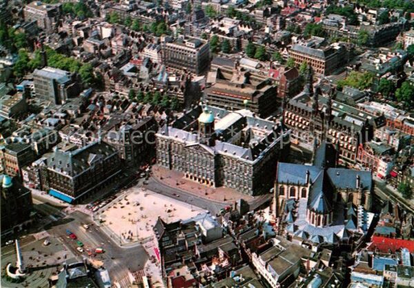 Amsterdam Niederlande Panorama met Kon Paleis en Nieuwe Kerk