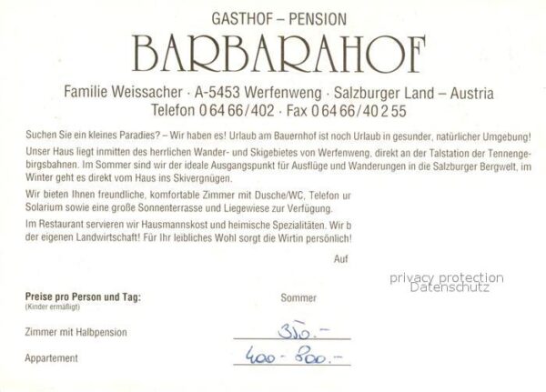 Werfenweng Gasthof Pension Barbarahof Panorama Kir – Bild 2