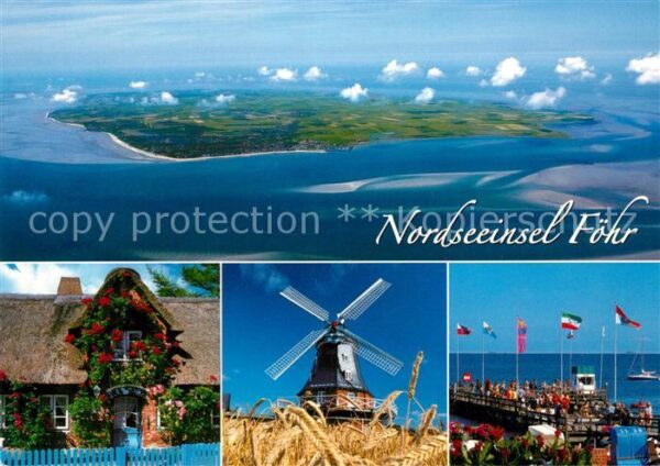 Insel Foehr Windmühle Seebrücke Fliegeraufnahme