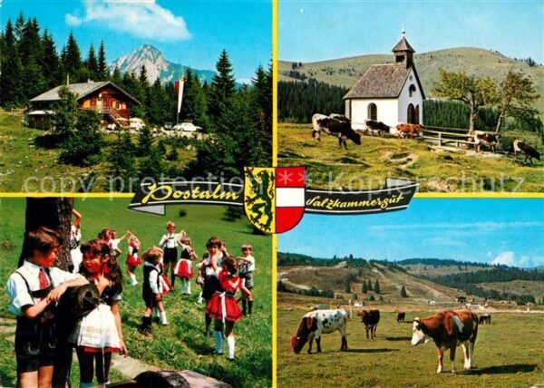 Strobl Wolfgangsee Postalm Kirchlein Kuhweide Kinder Volks