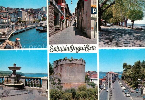 Anguillara Sabazia Stadtansichten Hafen Turm Brunnen