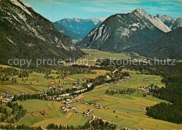 Leutasch Fliegeraufnahme Panorama Karwendelgebir