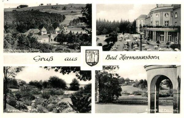 Bad Hermannsborn Verwaltungsgebäude Kurhaus Kurpark Wass