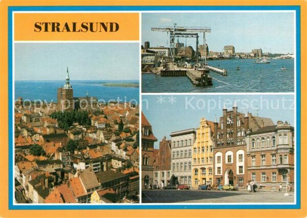 Stralsund Mecklenburg Vorpommern Blick von der Ziegelgrabenbrücke Hafen