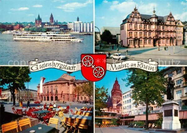 Mainz Rhein Gutenbergstadt Rheinufer mit Dom Museum