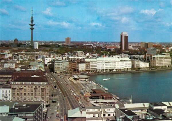 Hamburg Fliegeraufnahme Jungfernstieg mit Binne