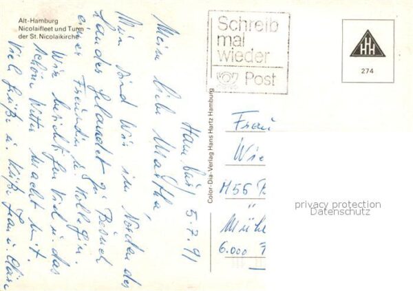 Hamburg Nicolaifleet und Nicolaikirche Segelboo – Bild 2