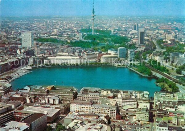 Hamburg Fliegeraufnahme Binnenalster mit Fferns