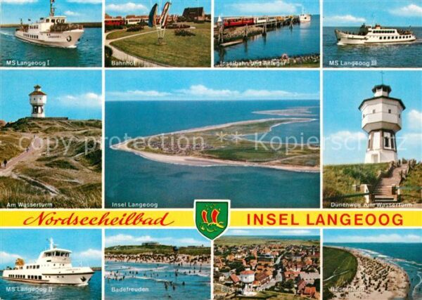 Langeoog Nordseebad MS Langeoog I II III Bahnhof Wasserturm