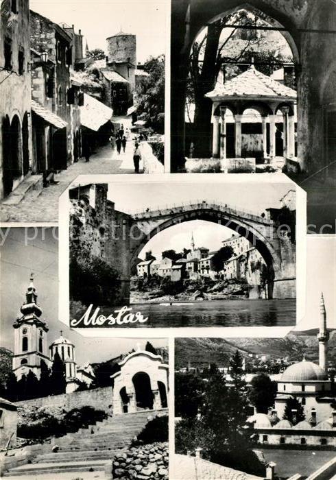 Mostar Moctap Teilansichten Gasse Brücke Kirche Mosch