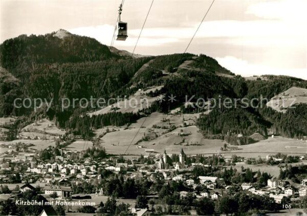 Kitzbuehel Tirol Panorama mit Hahnenkamm Bergbahn Kitzbü