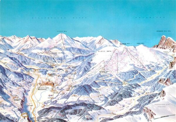 Brixen Suedtirol Übersichtskarte Skigebiet Dolomiten