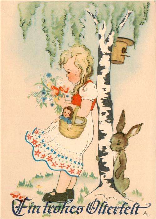 Ostern Easter Paques Pasqua Hase Maedchen Puppe