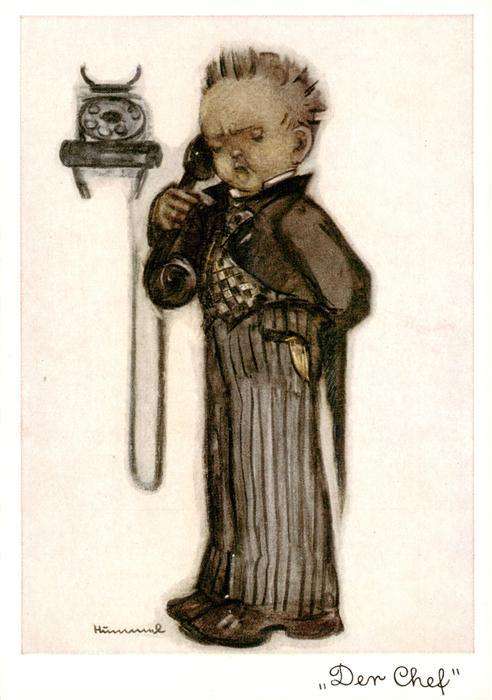 Hummel Kuenstler-AK-Nr. 5730 Telefon Kind