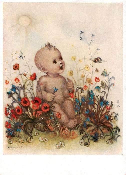 Hummel Kuenstler-AK-Nr. 5216 Baby Blumen