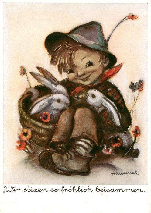 Hummel Kuenstler-AK-Nr. 4950 Kind Hasen