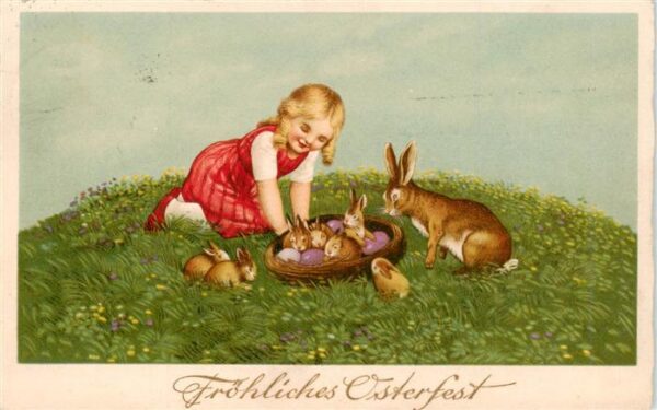 Ostern Easter Paques Pasqua Hasen Kind Ostereier