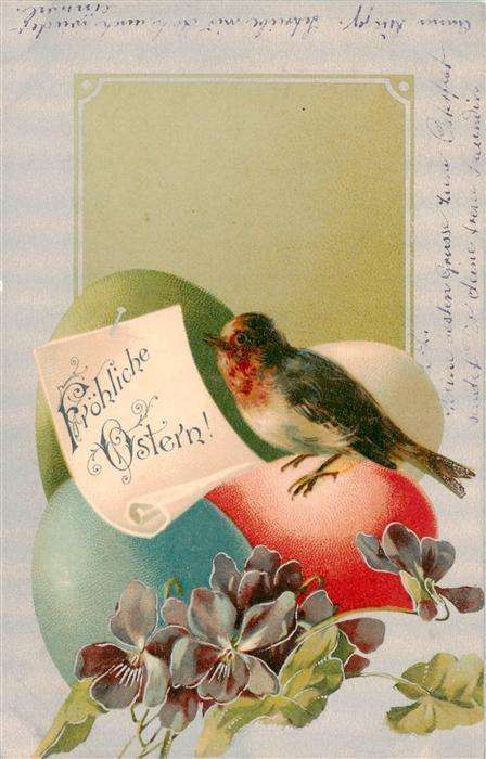 Ostern Easter Paques Pasqua Vogel Eier Litho