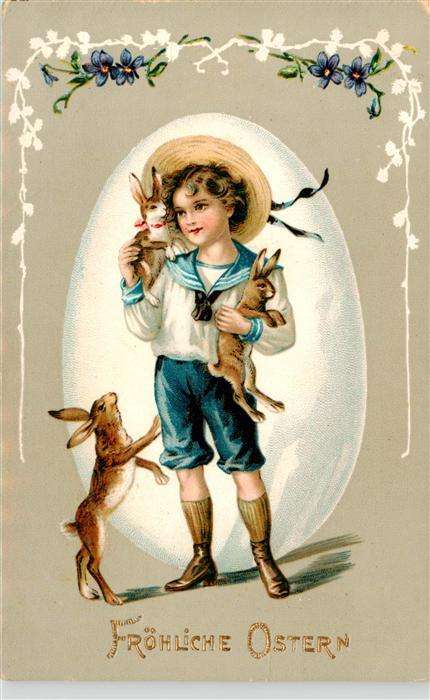 Ostern Easter Paques Pasqua Kind Hasen litho