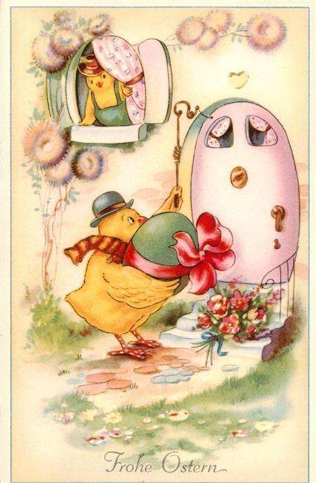 Ostern Easter Paques Pasqua Kueken Gruesse