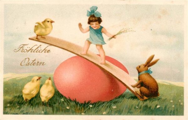 Ostern Easter Paques Pasqua Kind Hase Kueken litho