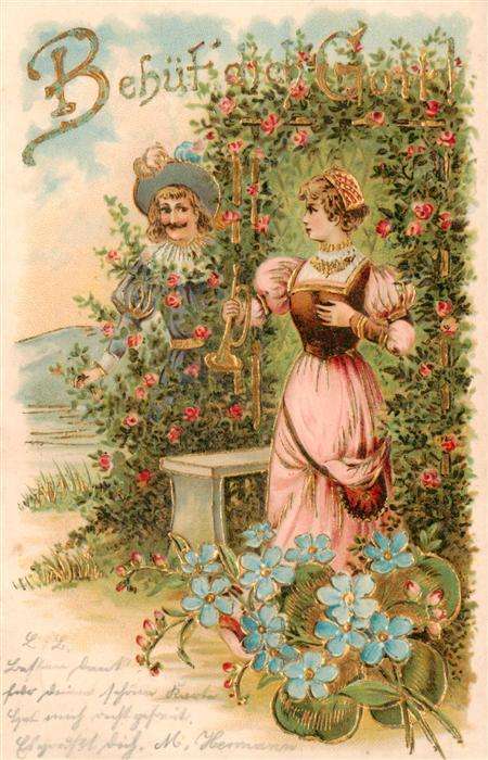 Trompeter von Saeckingen Scheffel Behuet Dich Gott Frau Trompeter Litho