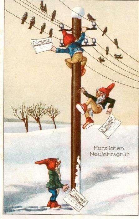Zwerge Dwarfs Nains Neujahresgruesse