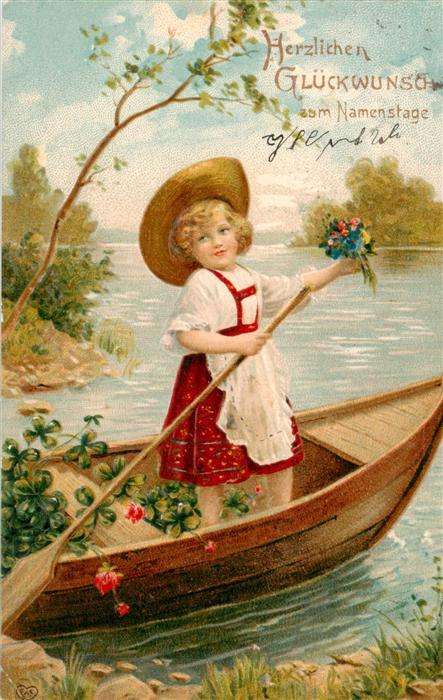 Namenstag Namenskarte Kind Boot Litho
