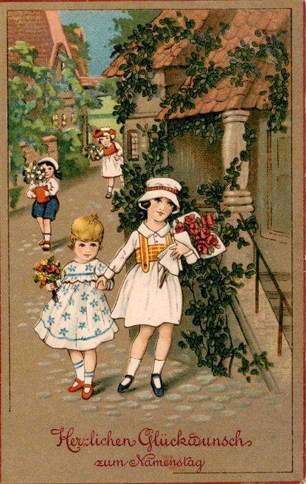 Namenstag Namenskarte Kinder Blume Litho