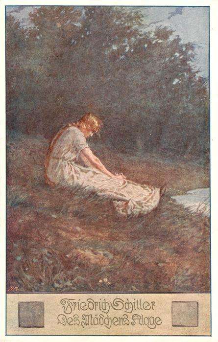 Kuenstlerkarte Alte Kuenstler A.M. Friedrich Schiller Des Maedchens Alage