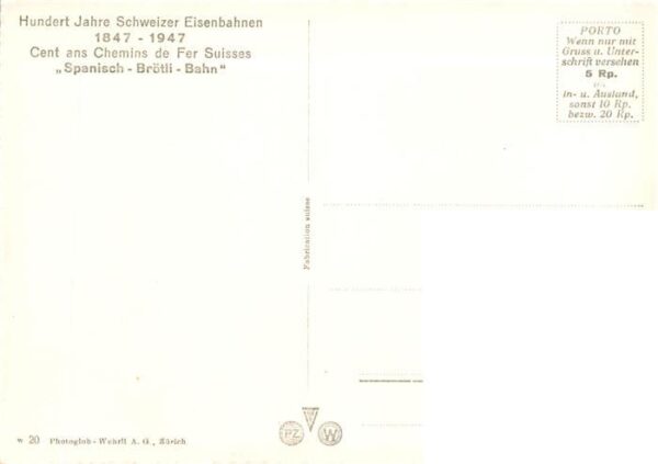Eisenbahn Railway Chemin de Fer 100 Jahre Schweizer Eisenbahn Spanisch-Broetli-B – Bild 2