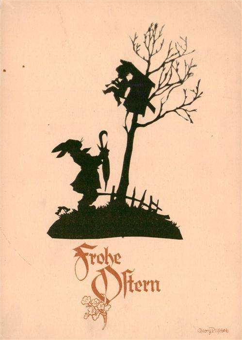 Scherenschnitt Schattenbildkarte Frohe Ostern