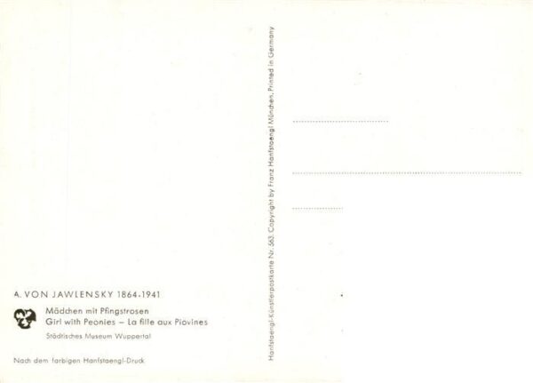 Jawlensky Kuenstlerkarte Maedchen mit Pfingstrosen – Bild 2