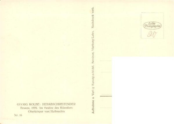 Kolbe Georg Skulpturen Nr. 16 Herabschreitender Bronze – Bild 2
