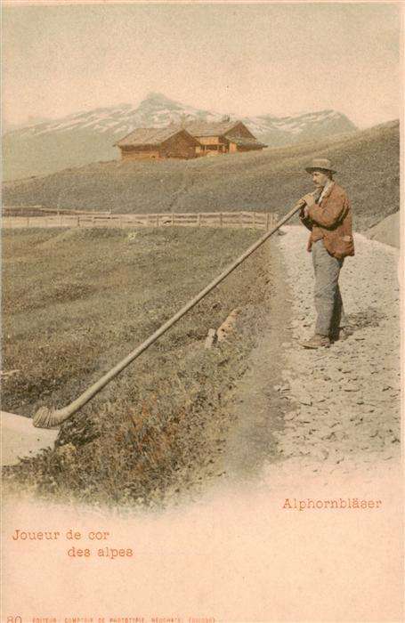 Alphorn Cor des Alpes-- Joueur de cor de8 alpes