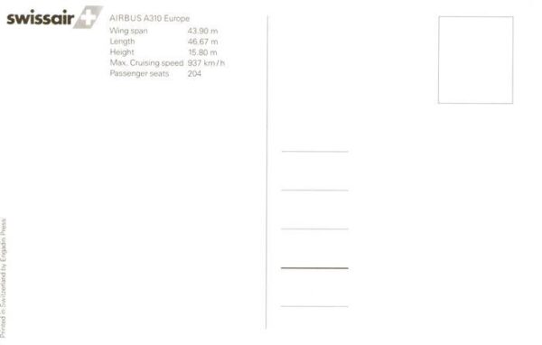 Flugzeuge Zivil Swissair Airbus A310 Europe – Bild 2