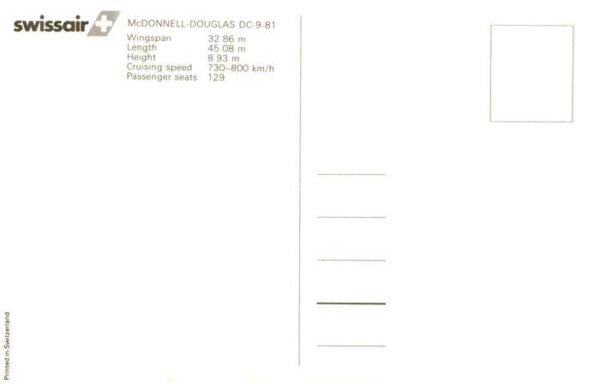 Flugzeuge Zivil Swissair McDonnell-Douglas DC-9-81 – Bild 2