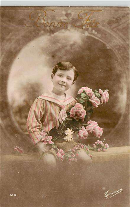 Foto Erianon Nr. Nr. 516 Bonne Fete Kind Junge Blumen