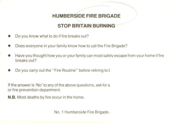 Fire-Brigade Pompiers Bomberos Feuerwehr Humberside fire Brigade Stop Britain Bu – Bild 2