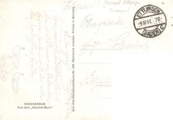 Hummel Kuenstler-AK-Nr. Wanderbub Hummel-Buch – Bild 2