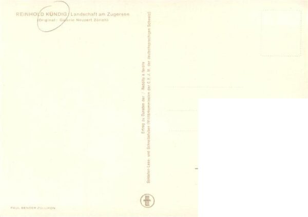 Kuendig Reinhold Kuenstlerkarte Landschaft am Zugersee – Bild 2