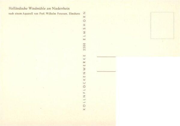 Petersen Wilhelm Prof. Elmshorn Kuenstlerkarte Hollaendische Windmuehle am Niede – Bild 2