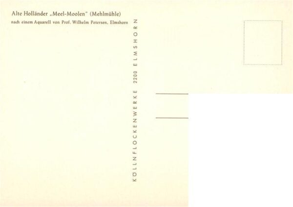 Petersen Wilhelm Prof. Elmshorn Kuenstlerkarte Alte Hollaender Meel-Moolen Mehlm – Bild 2