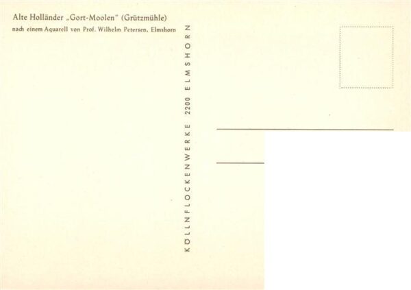 Petersen Wilhelm Prof. Elmshorn Kuenstlerkarte Alte Hollaender Gort-Moolen Gruet – Bild 2