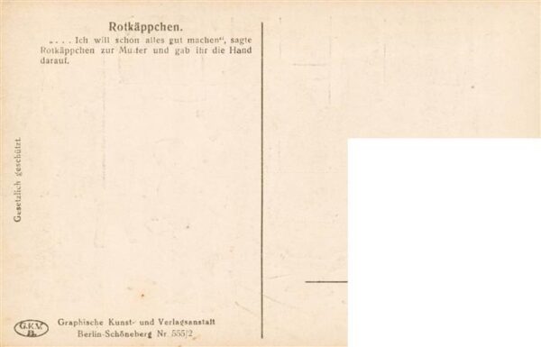 Maerchen Sagen fairy tale conte Rotkaepchen G.K.V.B. Nr. 555/2 – Bild 2