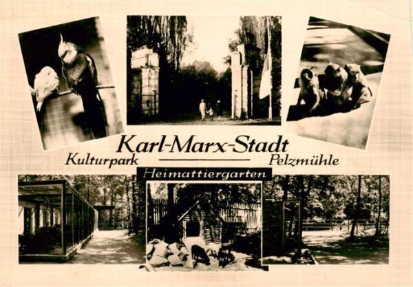 Zoo Gardin Zoologique-- Karl-Max-Stadt Pelzmuehle Eingang Papagai Pony