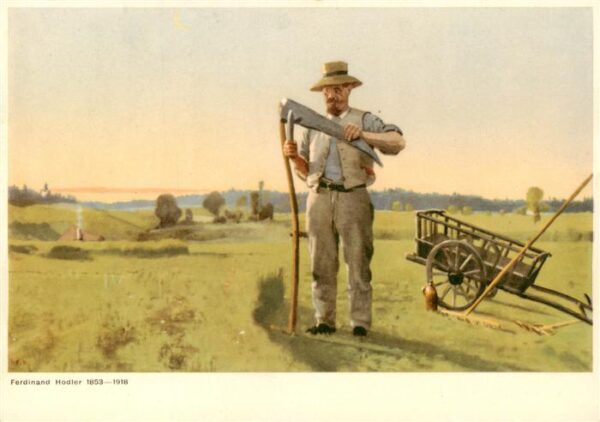 Hodler Ferdinand Kuenstlerkarte Landwirtschasft Mann Sense