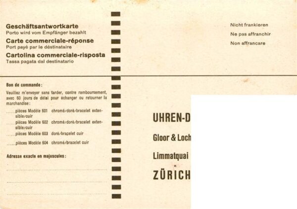 Werbung Reklame Uhren Gloor & Locher – Bild 2