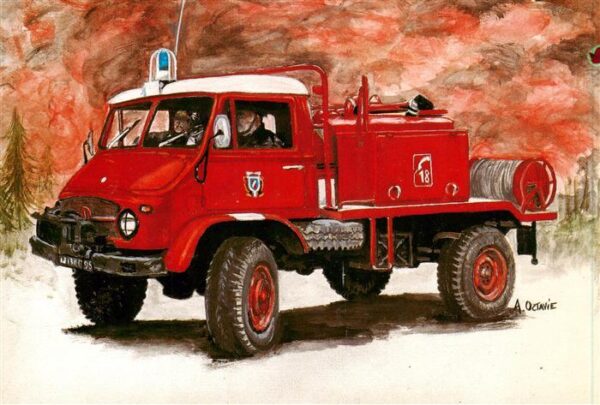 Feuerwehr Fire-Brigade Pompiers Bomberos Carte 041 Mercedes Unimog 404 S