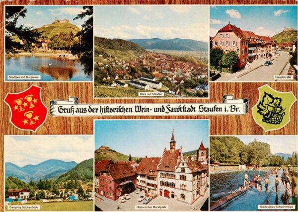 Staufen  Breisgau Stadtsee mit Burgruine Panorama Hauptstrasse Camping Belchenbl